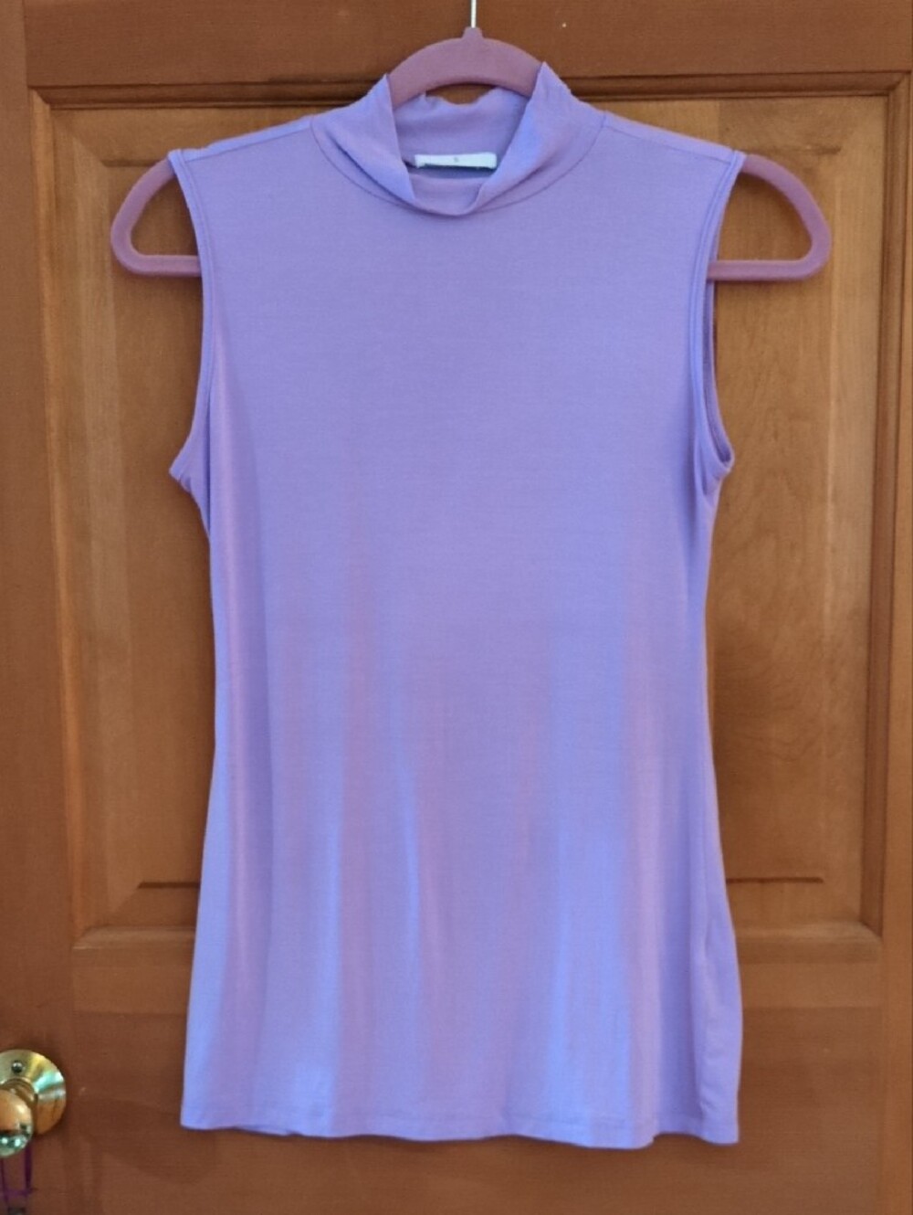 Mangdiup Sleeveless Mock Neck Tank Top Rayon Blend Lavender Size Small - Picture 4 of 9